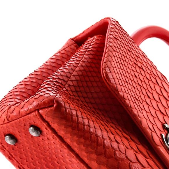 Chanel Coco Top Handle Bag Python Mini Red - Picture 7 of 8